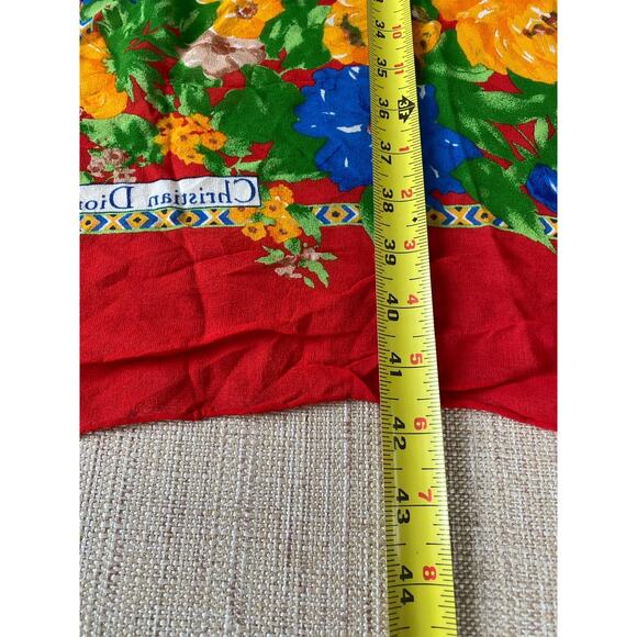 CHRISTIAN DIOR SQUARE SILK MULTICOLOR VINTAGE SCARF - Picture 4 of 7